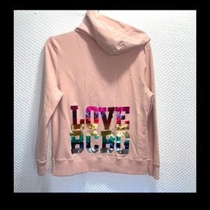 💋 - BCBG MAX AZRIA Soft Pink Full-Zip Jacket Hooded Colorful Sequence.